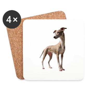 Whippet - Italian Greyhound, Super Dog - Coasters (set of 4) - white - Front