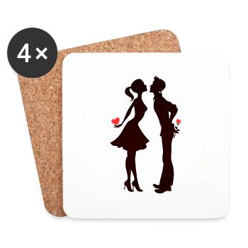 Liebe mich Valentinstag Alles Gute zum Valentinstag Valentinstag - Untersetzer (4er-Set) - Weiß - Vorne