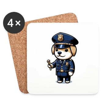 Cute Dog Police Officer - Untersetzer (4er-Set) - Weiß - Vorne