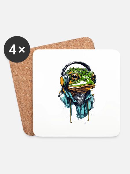 Frog music - Untersetzer (4er-Set) - Weiß