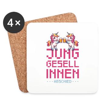 Einhorn Junggesellinnenabschied Party Jga - Untersetzer (4er-Set) - Weiß - Vorne