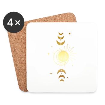 Mond und goldener magischer Stern - Untersetzer (4er-Set) - Weiß - Vorne