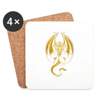 Golden dragon rampant - Coasters (set of 4) - white - Front