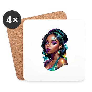 Afro Woman - Beauty - Coasters (set of 4) - white - Front