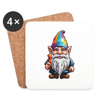 Gartenzwerg / Märchenland / Kobold / Gnom / Logo - Untersetzer (4er-Set) - Weiß - Vorne