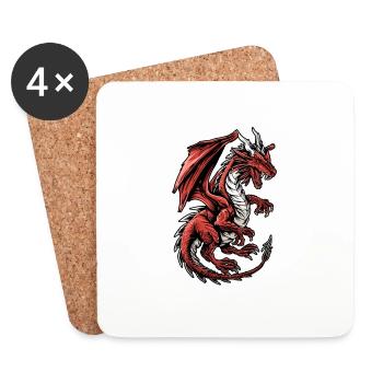 Vintage-Drache zügellos - Untersetzer (4er-Set) - Weiß - Vorne
