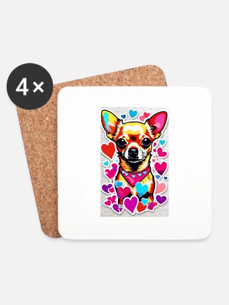 Chihuahua - Untersetzer (4er-Set) - Weiß