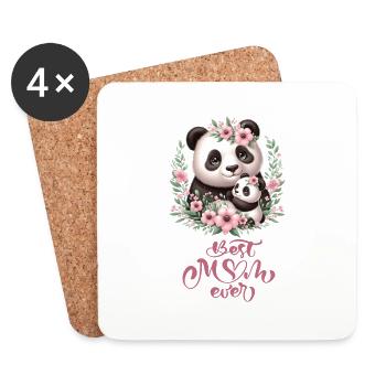 Meilleure maman jamais Panda amant Couronne florale I maman - Dessous de verre (lot de 4) - blanc - Devant