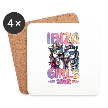 Ibiza Girls Tour Einhorn Party Urlaub - Untersetzer (4er-Set) - Weiß - Vorne