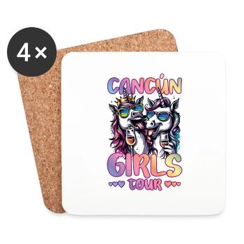 Visite des filles de Cancún au Mexique - Dessous de verre (lot de 4) - blanc - Devant