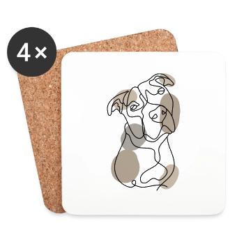 EINE LINIE MINIMALISTISCHER PITBULL - Untersetzer (4er-Set) - Weiß - Vorne