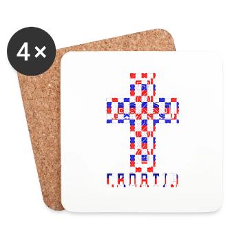 Croatie Croix drapeau patriotisme Vintage Gloire cheveux - Dessous de verre (lot de 4) - blanc - Devant