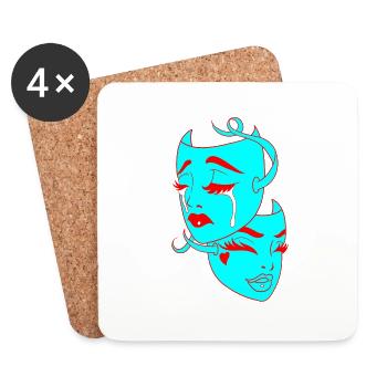Schöne weibliche Malkunst Gesicht bunte Frau - Untersetzer (4er-Set) - Weiß - Vorne