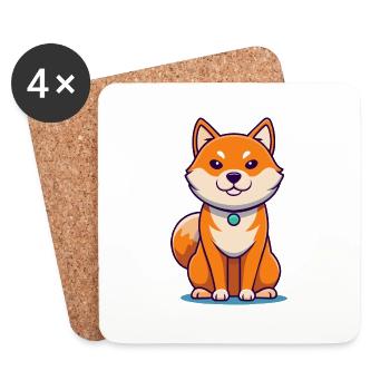 Sly Shiba Inu - Unheil-Verschwörer - Untersetzer (4er-Set) - Weiß - Vorne