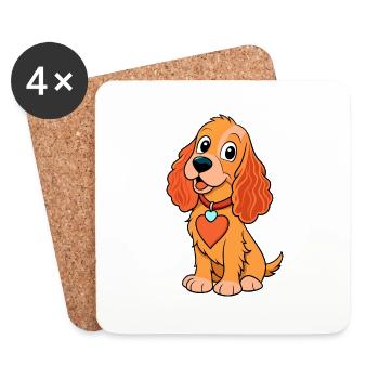Loving Cocker Spaniel Digital Art - Coasters (set of 4) - white - Front