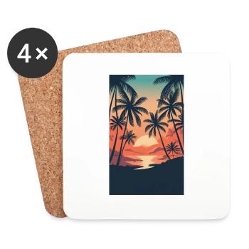 beach palmier mer - Dessous de verre (lot de 4) - blanc - Devant