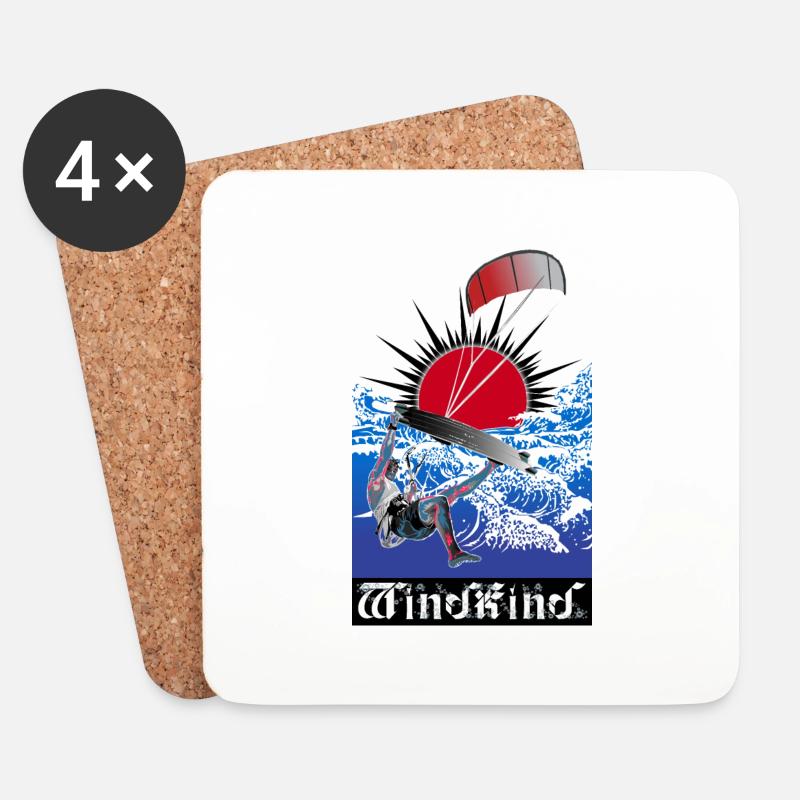 WINDKIND Große Welle - Untersetzer (4er-Set) - Weiß