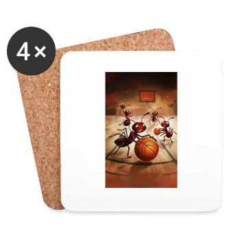 Poster Ameise Poster Basketball spielen T 1 - Untersetzer (4er-Set) - Weiß - Vorne