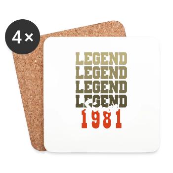 Cadeau 43e Anniversaire Vintage Né un mois de 1981 - Dessous de verre (lot de 4) - blanc - Devant