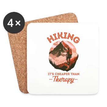 Hiking it s cheaper than therapy - Coasters (set of 4) - white - Front