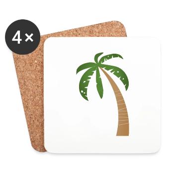 Palme - Untersetzer (4er-Set) - Weiß - Vorne