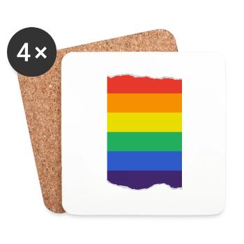 Drapeau Pride Déchiré - Liberté et Résistance LGBT - Dessous de verre (lot de 4) - blanc - Devant