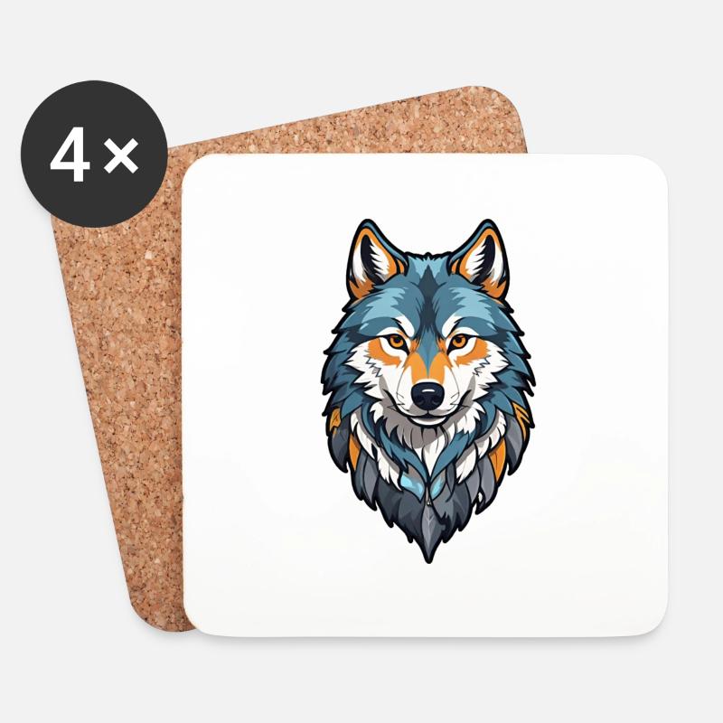 Stilisierter Wolf - Untersetzer (4er-Set) - Weiß