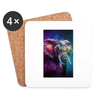 Elefanten Portrait - Untersetzer (4er-Set) - Weiß - Vorne