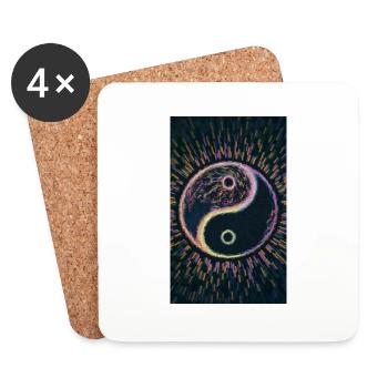Yin et yang - Dessous de verre (lot de 4) - blanc - Devant