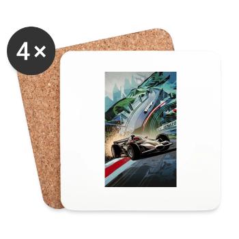 Racecar - Coasters (set of 4) - white - Front