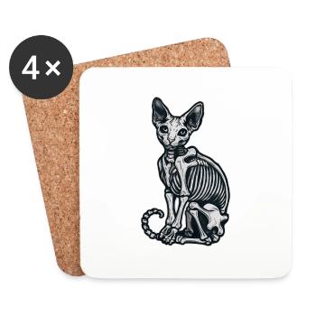 Cat Sphinx Skeleton Tattoo - Coasters (set of 4) - white - Front