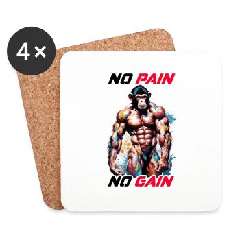 Bodybuilder / Sports / Fitness / Monkey / Muscles - Coasters (set of 4) - white - Front