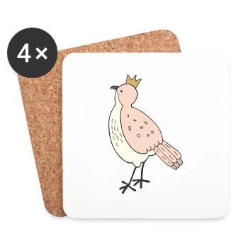 Roi des oiseaux - Dessous de verre (lot de 4) - blanc - Devant