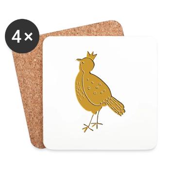 Oiseau Ocre Or - Dessous de verre (lot de 4) - blanc - Devant