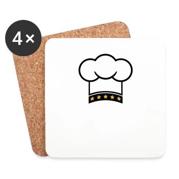 5 Star Chef's Hat Le Chef Kitchen Master - Coasters (set of 4) - white - Front