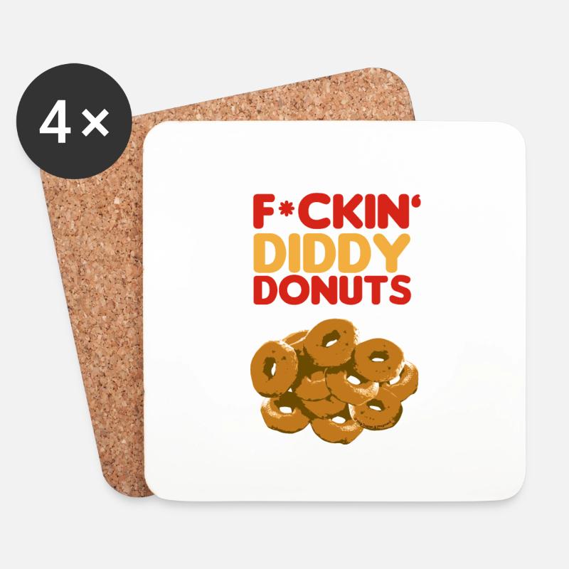 F*CKIN' DIDDY DONUTS-ZENSIERT-NEGS URBANER SPORT - Untersetzer (4er-Set) - Weiß