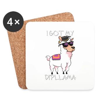 I Got My Dipllama - LLama Lover, School - Coasters (set of 4) - white - Front