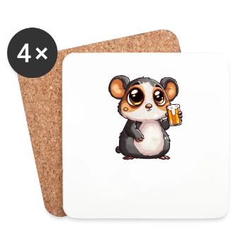 Lecker Bierchen Sad Hamster Meme Bier Mallorca - Untersetzer (4er-Set) - Weiß - Vorne