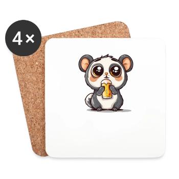 Lecker Bierchen Sad Hamster Meme Bier Alkohol - Untersetzer (4er-Set) - Weiß - Vorne