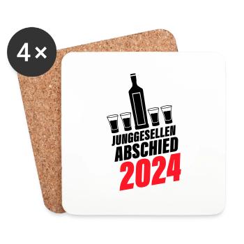Junggesellen Abschied 2024 - Untersetzer (4er-Set) - Weiß - Vorne