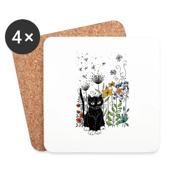 Cat - Coasters (set of 4) - white - Front