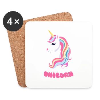 Rainbow Unicorn Unicorn Rainbow Horse LGBTQ 2 - Coasters (set of 4) - white - Front