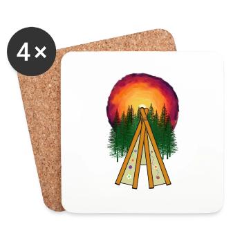 Wilder Westen Tipi Camp Sonnenuntergang Natur - Untersetzer (4er-Set) - Weiß - Vorne