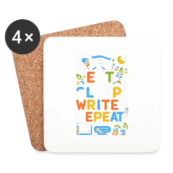 Eat Sleep Write Repeat 5 - Untersetzer (4er-Set) - Weiß - Vorne