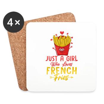 French Fry Princess : le véritable amour d’une fille - Dessous de verre (lot de 4) - blanc - Devant