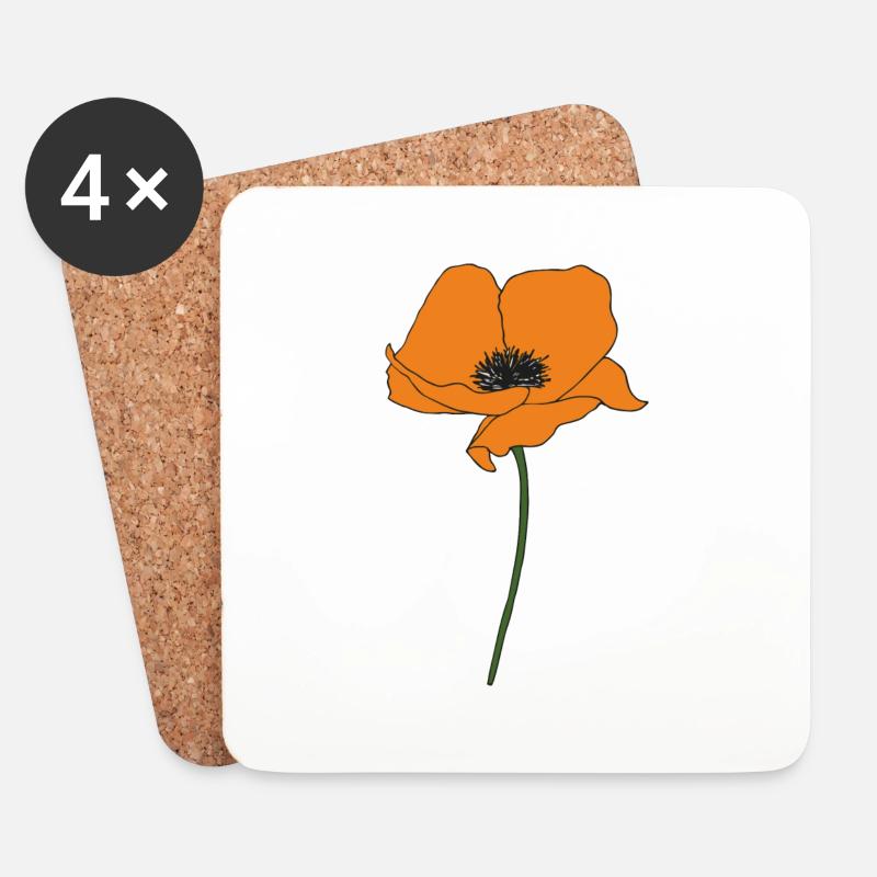 mohnblume orange - Untersetzer (4er-Set) - Weiß