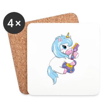 Mignon bébé licorne jouant de la guitare - Dessous de verre (lot de 4) - blanc - Devant