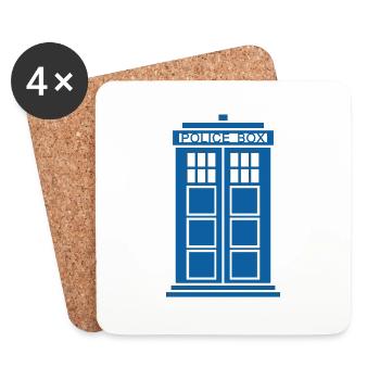 tardis flies - Coasters (set of 4) - white - Front