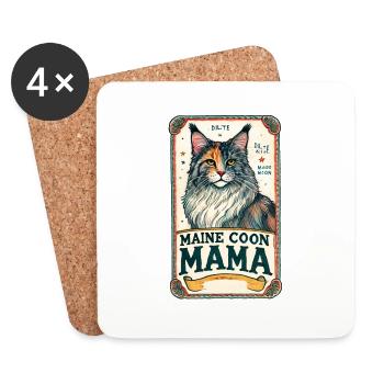 Dilute Calico MaineCoon Mama - Coasters (set of 4) - white - Front
