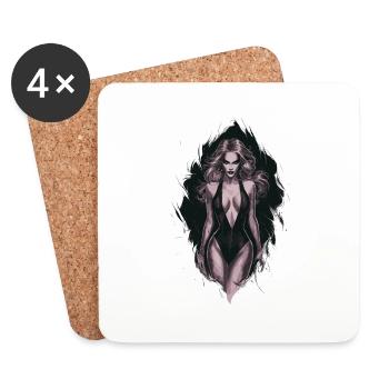Geheimnisvolle gotische Kunst Frau für Gothik - Untersetzer (4er-Set) - Weiß - Vorne